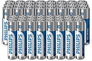 Philips Ultra AA/AAA Alkaline Batteries Combo - Multi-Use for Various Devices, Pack of 48