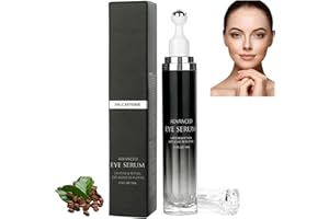 BIGYQIU 5% Caffeine Eye Serum,Caffeine Eye Cream Anti Aging with 360°Roller Ball,eye cream for dark circles and puffy eye,under eye cream,anti wrinkle eye cream,instant wrinkle remover,instant wrinkle remover