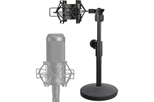 AT2020 Desktop Microphone Stand with Mic Shock Mount, Adjustable Table Mic Stand for Audio Technica AT2020 AT2020USB+ AT2035 ATR2500 Condenser Studio Microphone by Frgyee