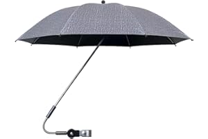 Poupangke Kinderwagen-Regenschirm, extra groß, UV-Schutz, LSF 50+, Sonnenschirm mit Klemme, 360 Grad wasserdichter Regenschirm für Kinderwagen, Sonnenschutz für Trolley