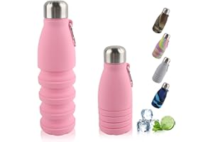 Dwafill Borraccia Pieghevole, 550 ML Borraccia Morbida, Senza Bpa, Tenuta Stagna e Portatile, Adatta per Campeggio, Sport, Viaggi, Pendolarismo, Bottiglia D'Acqua Fitness