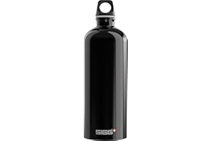 Sigg - Gourde Aluminium - Traveller Black - Certifiée Neutre En CO2 - Convient Aux Boissons Gazeuses - Étanche & Légère - Sans BPA - Pour Sport, Camping, Randonnée - Noir - 1L
