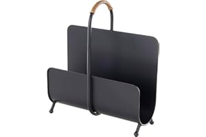 Deco 79 Revistero moderno de metal con mango en forma de bucle, 13 x 5 x 15 pulgadas, color negro