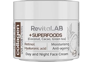 RevitaLAB Anti-Ageing dag- och nattfuktkräm med kollagen, berikad med hyaluronsyra, superfoods, vitaminer och ett UVA-/UVB-fi