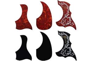 JSKWIKE 6 Pcs Oversize Autoadhesivo Pickguard Forma de Lágrima Golpeador para Guitarra Acústica Estilo Martin D28 Tortosie Shell