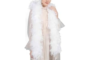 LIAMEPH White Feather Boa,Natural Turkey Feather Boa White,Fashionable Collocation,Showing Confident Style,for Adult,Kids,Wedding Bachelor Halloween Christmas Party,Flapper Accessories