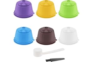 Capsule de Café Réutilisable pour Les Brasseurs Nescafé Dolce Gusto, Lot de 6 Filtres à Capsules de Café Colorés Rechargeables Avec Brosse de Nettoyage et Cuillère à Mesurer