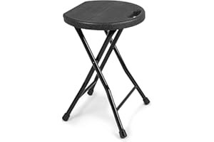 ‎SISKEYCOOC Premium Klapphocker – bis 250kg belastbar, Tragbarer Klappbarer Faltbarer Hocker mit Tragegriff, Leichter & Langlebiger Hocker mit rutschfeste Füße für Garten Indoor/Outdoor – Schwarz (1, 45cm Höhe)