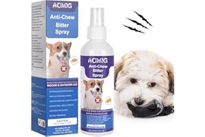 Aomig 200ML Spray Anti-Mordillage Chien, Repulsif Chien Spray avec Extrait Composé d'agrumes, Anti-Mastication Spray, Sprays Amer Correcteurs, Interieur&Extérieur, sans Alcool, Éducation Comportement