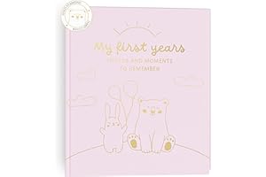 HuBorns - My First Year Baby Album up to 5 Years for Gluing Photos and Writing with 50+ Pages and Stickers, Photo Album Baby Girls and Boys, Memory Book, Ideal as Gifts for Birth