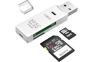 ELKFLEE USB 3.0 Card Reader 2-in-1 High-speed External Memory SD Card Adapter Reading Usb SD Card Reader for Micro SDXC SDHC SD MMC RS-MMC TF Support MacBook Laptops Windows, White