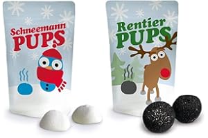 ‎LIEBESKUMMERPILLEN Liebeskummerpillen Rentierpups und Schneemann Pups | Weihnachts-Marshmallow-Set für Adventskalender zum Selbst-befüllen | 2x 18g