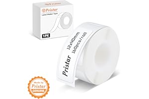 ‎PRISTAR Pristar P15 Etikettenband, 12 mm x 40 mm, selbstklebendes Thermo-Etikettenpapier, kompatibel mit P15 Etikettendrucker, weiß, 160 Etiketten/Rolle, 1 Rolle