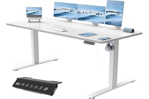 JUMMICO Escritorio Elevable Eléctrico con Cargador USB, Escritorio Regulable en Altura Ergonomica Escritorio de pie Ajustable Smart Panel con Funciones de Memoria, Standing Desk 160 x 70 cm, Blanco