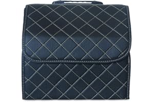 Ergocar Organisateur de Coffre de Voiture Cuir PU de Luxe Sacs pour Coffre de Voiture Grande Capacité Imperméable Organiseurs pour Auto/SUV/Camion (Noir-S)