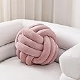 Sioloc Soft Knot Ball Plush Pillow, Round Throw Cushion, Knotted Pillow with Handmade Design (7.8in, Blush)
