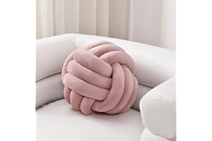 Sioloc Weicher Knotenball Kissen, Knotenkissen Wohndekoration Plüschkissen, Handgefertigtes Rundes Plüschknotenkissen für Stuhl Sofa Bett (27cm, Blush)‌