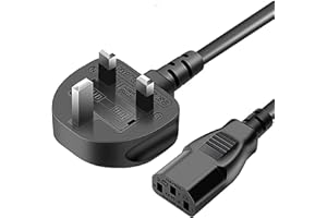 ORCOW 13A Fused UK Power Cable, 3 pin 1.5 Metre Mains Power Lead UK Plug Kettle Lead Universal AC Power Cord for LED LCD Smart TV, PC, Laptop, Monitors, Electric Kettles, Rice Cookers, etcs