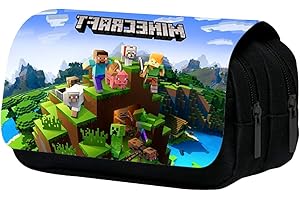CBOSNF Mine-Craft Estuche para Lápices Mine-Craft Bolsa de Lápices Multifuncional Bolsa de Lápiz Gran Capacidad Doble Cremallera Estuche para Lápices Estuche Escolar para Estudiantes(C)
