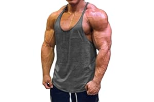 Muscle Cmdr Men's Bodybuilding Stringer Tank Tops Y-Back Gym Fitness Workout Training Running T-Shirts Athletic Quick Dry Top 1 or 3 Pack
