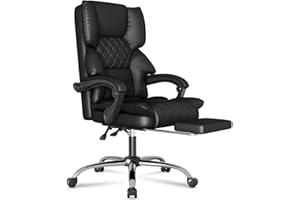 naspaluro Sedia da Ufficio Ergonomica con Poggiapiedi, Sedia Ufficio con Schienale Alto in Pelle PU di Alta Qualità, Schienale Inclinabile, Sedile Imbottito, Altezza Regolabile, Nero