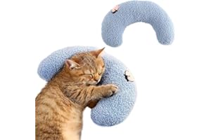 DENTRUN Hundekissen Kleine Hunde Plüschtier Katze Kuscheltier Katzenminze Kissen Katze Katzenminze Spielzeug Kitten Katzenkissen Flauschig Katzen Bettchen Weiches U-Förmiges Kissen für Hunde(Blau)