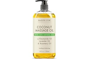 MAJESTIC PURE Coconut Massage Oil for Massage Therapy - Refreshing, and Relaxing - Natural Oils - for All Skin Types - Men and Women - 8 fl oz