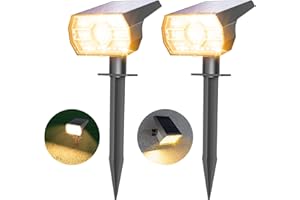 SUNKENET Luces Jardin Solares Exterior, 56 LEDs 3 Modos de Brillo, Luz Solar Jardin con IP65 Impermeable, Focos Solares Exterior Jardin para Patio, Caminos, Piscina, Suelo, 2 Piezas