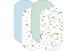 Little Grape Land Spannbettlaken für Moseskorb/Stubenwagen 4er Pack, weiche Microfaser, Matratzenschoner für Laufgitter, sicherer 360°-Gummizug, Oeko-TEX Standard 100