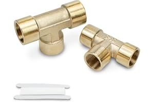 Bwintech 2 Piezas 1/4 "Hembra BSP Rosca Latón 3 Way Connector Tee Female Pipe Fittings