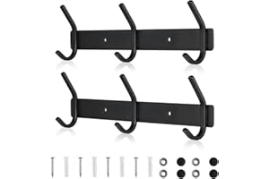 Qiannhee 2 Pezzi 3 Ganci Appendiabiti da Parete Moderno 295mm Fino a 30KG Portaoggetti Bagno Acciaio Appendiabiti da Muro Durevole Nero Ganci per Cappotti, Cappelli, Giacche, Cucina, Ingresso, Porte