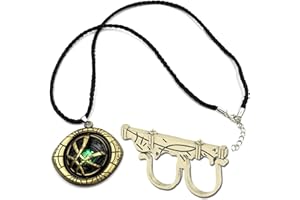 Collier Doctor Strange Eye of Agamotto - 2 pcs Doctor Strange Augenaugen Doctor Strange Bague Cosplay Pendentif Fantaisie Costume Bijoux Accessoire pour Dr Strange Fans