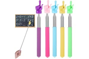 WeddHuis 5 pièces, en acier inoxydable, Mini pour enseignement et présentation, Bâton telescopique lecture, telescope de doigt, finger pointer école maternelle, Laser (Bleu, Jaune, Vert, Rose, Violet)