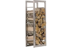 CLP Keri regał na drewno kominkowe ze stali nierdzewnej, wytrzymały stojak na drewno kominkowe z ochraniaczami podłogi, w 8 rozmiarach do wyboru, wymiary: 25 x 60 x 100 cm