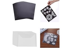 Briartw 10 Pack Sturdy Clear Plastic Envelope Storage Pockets & 10Pack Rubber Soft Magnet Sheet for Cutting Dies Stencil Crafting Die Cuts Stamps Storage Sets Great for Stamper Crafter Porjects