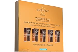 Biopoint Solaire - Wonder Tan Kit, Abbronzante Rapido, Olio Abbronzante Viso & Corpo SPF6 10 ml (x 5) + Fissatore Doposole 20 ml (x 5), Abbronzatura Perfetta in Pochi Giorni, Formato da Viaggio