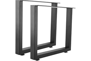 Homtone Heavy Duty Metal Table Legs Set of 2, Industrial Rustic Steel Table Bench Legs for DIY Coffee Table, Dining Table, Furniture Project, Black (H40xW45cm-Square)