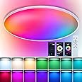CANMEIJIA RGB Flush Ceiling Light 24W, Bluetooth Smart Ceiling Light White Border, APP Changes 16 Million Colors, 3000K-6500K Color Temperature, IP44 Protection, Led Ceiling Lights For Bedroom
