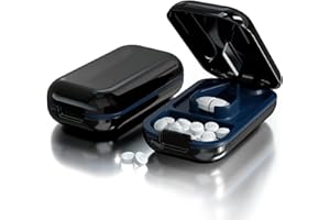 FAMIDIQGO Petit coupe-pilules portable pour sac à main (coupe-pilules, noir)