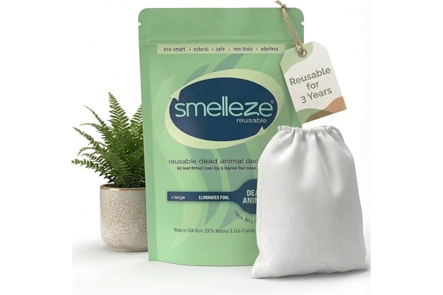SMELLEZE Dead Animal Odor Eliminator for Strong Odor Removal - Eliminate Dead Rodent & Wildlife Smell - Safe Indoor & Outdoor Use, Natural Odor Remover, Fresh & Effective - 1 Pouch.