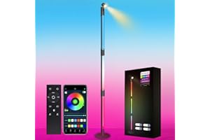 Exlafi 360° Rotatable Floor Lamp, 135cm Smart RGB LED Floor Lamp with Remote Control, Music Sync, DIY Mode, Color Changing Standing Lamp, Modern Mood Lighting for Living Room Bedroom Reading Light