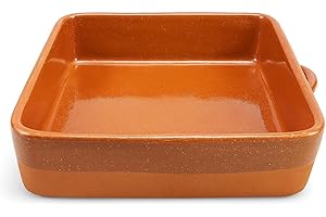 FRANCACOR Cazuela besuguera tartera olla cuadrada alta en barro esmaltado (nº 40-35 x 32 x 9 cms)