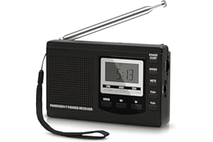 BENSS Tragbares Radio Taschenradio Klein AM FM Digitales Radio Pocket Transistor Stereo Radio mit Eingebauten Lautsprechern Digital Wecker und Sleep Timer, Batteriebetrieben