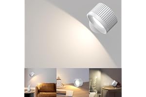 Rolgno LED Wandleuchte Innen, Aufladbar Wandlampe, Fernbedienung/Touch-Steuerung, 3 Farbtemperaturen, 4 Helligkeitsstufen, 360° Drehbare Wandleuchte mit Magnetic, für Nachttisch, Allgemeiner Gebrauch