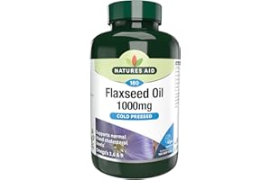 Natures Aid Flaxseed Oil 1000mg – High Strength Omega-3 Softgels – Supports Heart & Brain Function – Vegan, Non-GMO, Gluten-Free – Cold Pressed Essential Fatty Acids – 180 Capsules