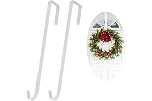 SIGANDG 2X Crochets de Porte en Acier Inoxydable, Crochets de 30 cm pour couronnes de Porte et décorations - Pour suspendre des guirlandes de Noël, Halloween, décorations de Noël(Blanc)