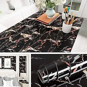 SUNBIRD Marble Granite Stone Decorative Adhesive Wallpaper Gloss for Furniture Home Kitchen Decoration (24x60_Inch)