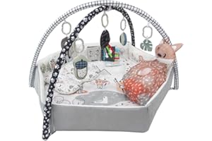 Milly Mally Kinder 5in1 Minky Spielmatte mit Spielbogen abnehmbarem Babyspielzeug Sensorische Entwicklung sicherer Spielplatz Unterstützung motorischer Entwicklung