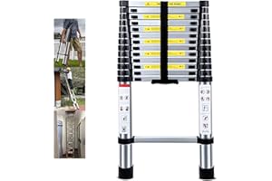 NINEACCY Telescopic Ladder 4.1M Multi-Purpose Folding Aluminium Telescoping Ladder Extendable Portable Loft Ladder Foldable Ladder with EN131 and CE Standard(13.5FT/4.1M)
