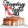 Jacob Stepping Into 40th birthday cake topper-40 years old female birthday cake topper-40th anniversary party supplies-Cheers 40 years old (black and red) (40)